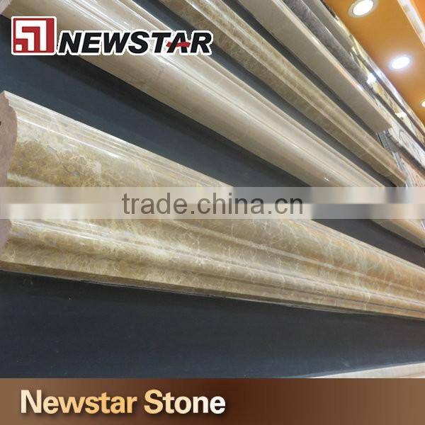 Polished white marble chair rail, marble mouldings, marble trim