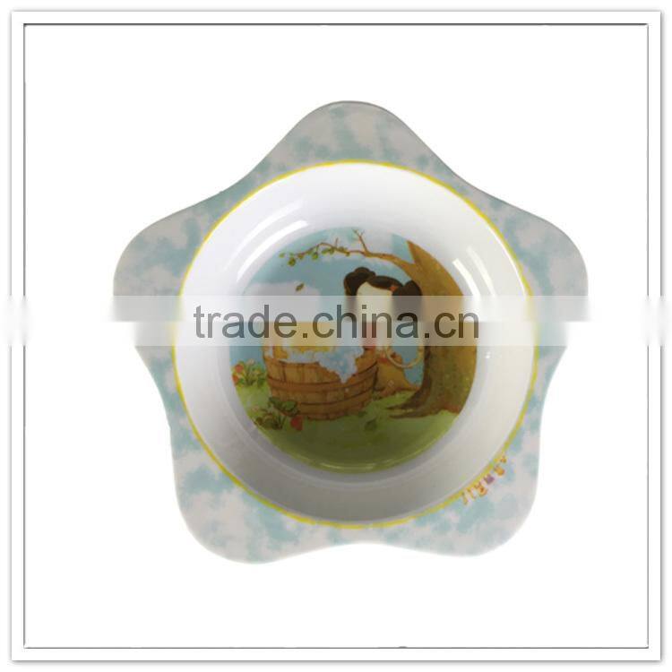 Supreme quality food contact children pretty little girl printed melamine flower shape bowl