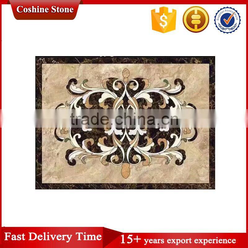Customized polished marble waterjet flower pattern marble floor design