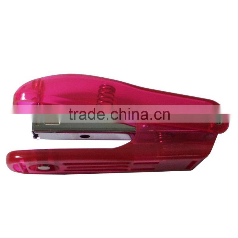 2015 transparent standard desktop plastic clear pink stapler