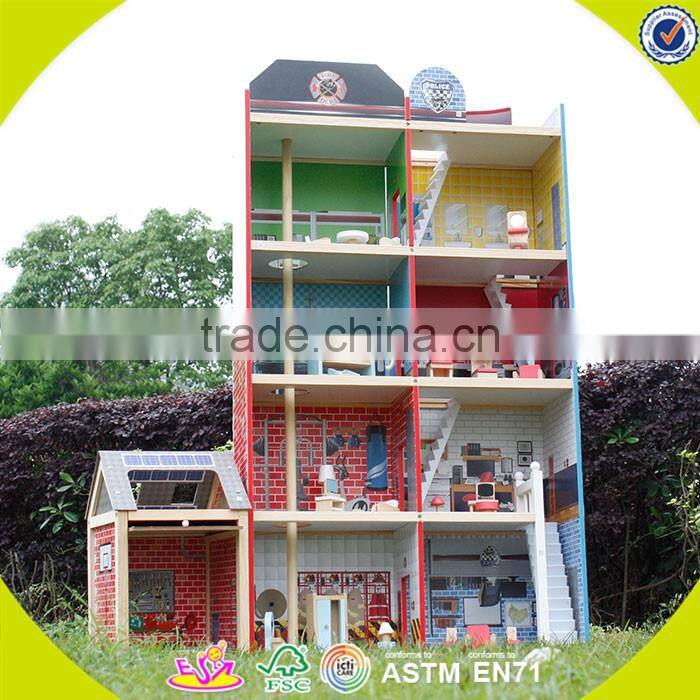 2017 new design pretend toy kids wooden model doll house W06A138