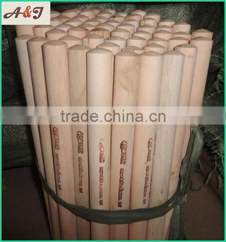 hot stamping logo natural wooden broom handle