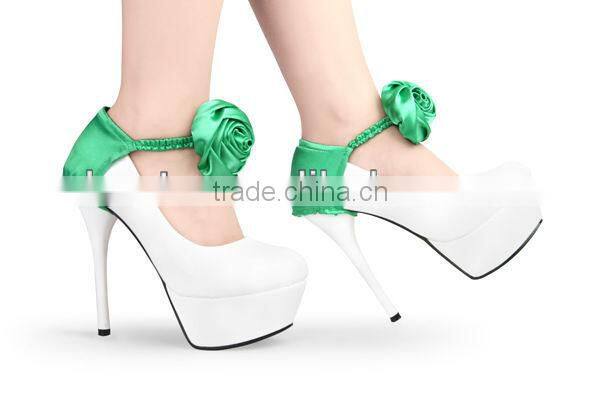 SC010 2013 Fashion orange handmade ladies heel shoe covers with flower