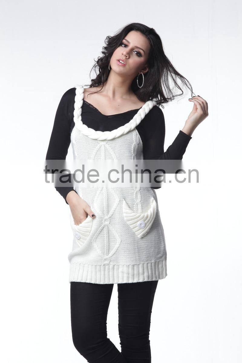 Hot Selling Women Sleeveless Crochet Sweater,Strap Shoulder Sweater Dress For Autumn