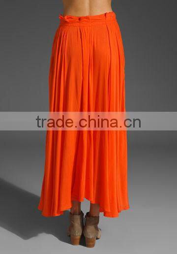 12SK004 Cherry Red Lady pleat fashion skirt,latest design.