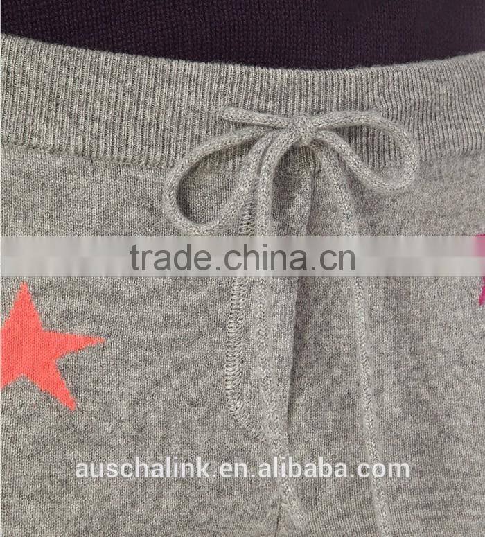 high quality ladies star print designs sport cashmere trousers