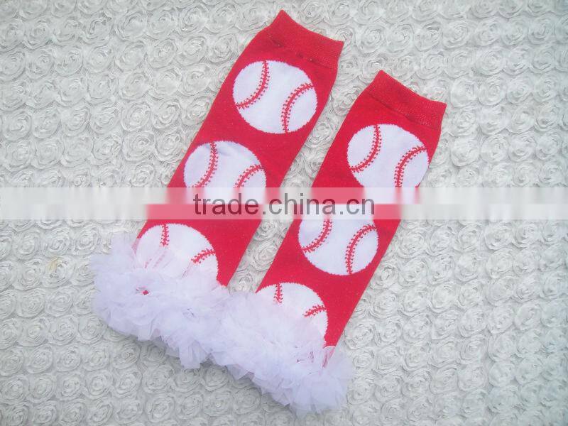 Christmas baby leg warmers Cotton Knitted Printed warmer with ruffles toddler knee high socks