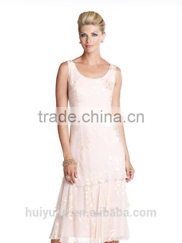 hot sell layered knee length long sleeve wholesale dress