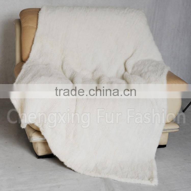 CX-D-80D Genuine Mink Fur Blanket Throw Rug
