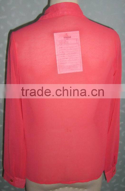 Women chiffon blouse patterns and beads ladies shirt