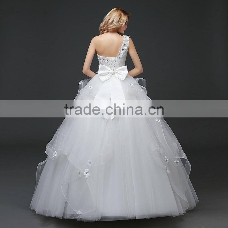 MGOO Custom Made One Shoulder White Beaded Magic Dress Company Ballgown Bridal Party Dress New Style