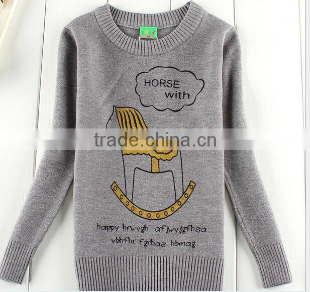 latest lovely animal letter printed crewneck sweater for girls