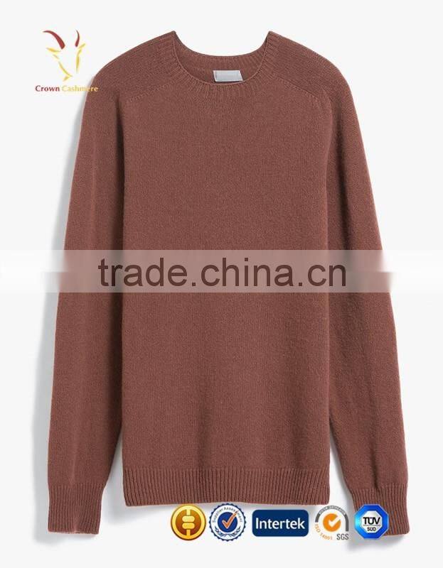 Brown Cashmere Knitted Jumper Men Sweater Knitwear