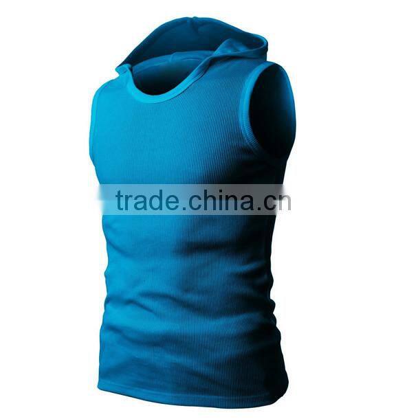 OEM new design cotton plain mens wholesale sleeveless hoodie stringer vest
