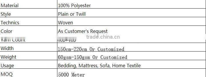 Warp Knitted Tricot 100% Polyester