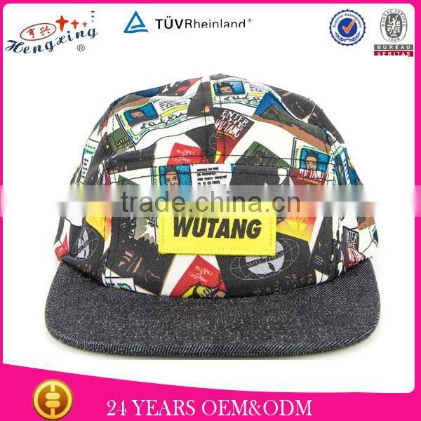 Cotton woven lable wild style mens 5 panel cap