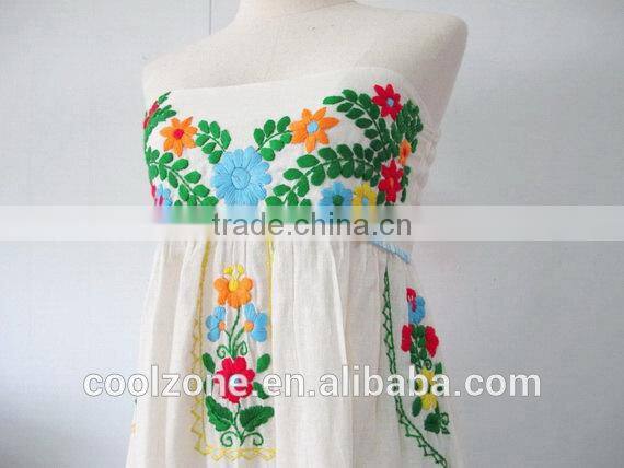 Fashion mexico manufacturers strapless embroidered mexican clothing