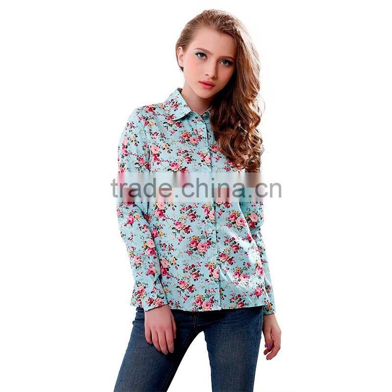hot sale high quality fancy floral soft casual shirt for women