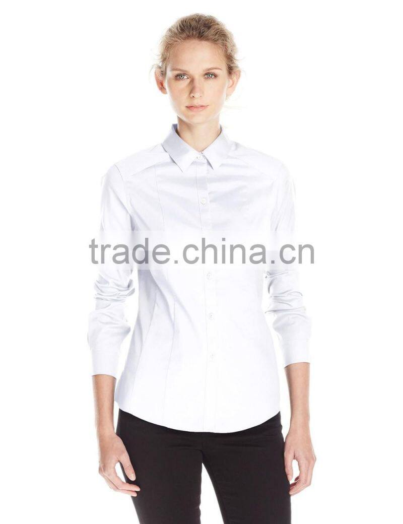women's high quality office wear formal ink color long sleeve shirt manufacturer