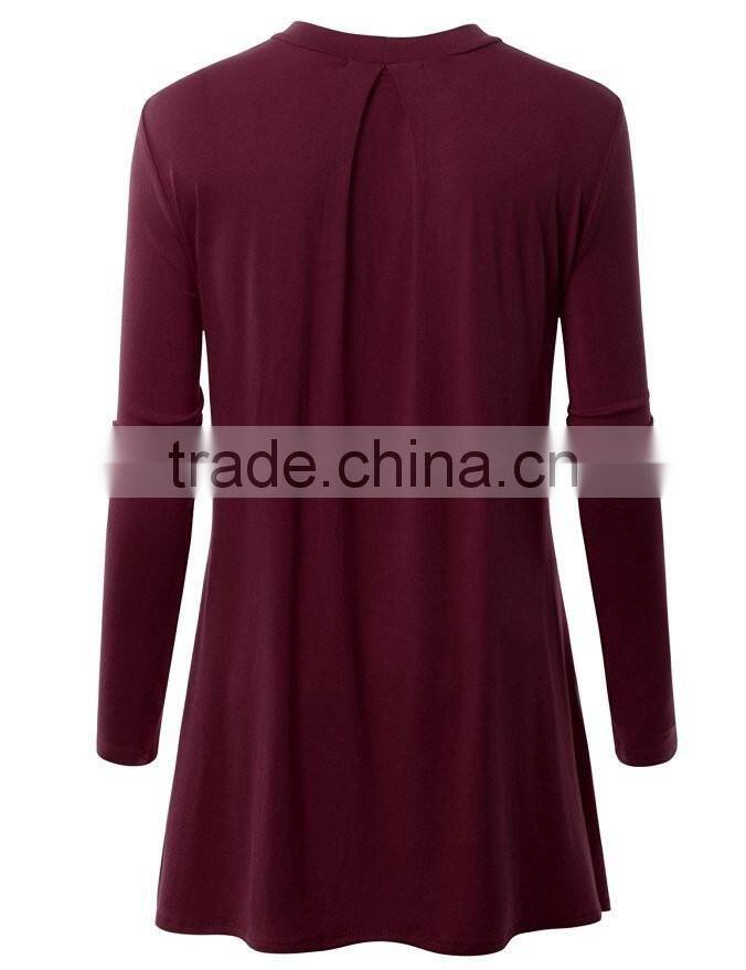 Women's long sleeve plain blank solid color modal t shirts manufacturer in China