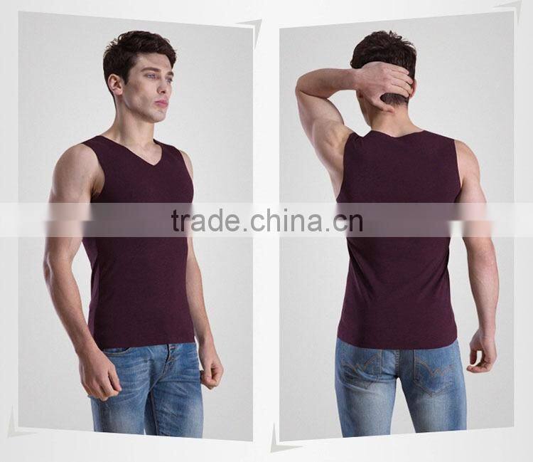 wholesale new style 100% cotton high quality plain gym tank top men V-3