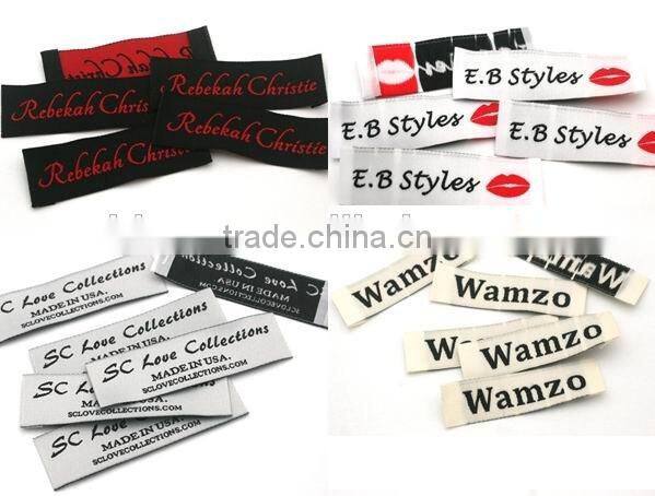 Customized garment shoe labels/woven labels/printed clothing label/embroidered tag end fold WEF-001