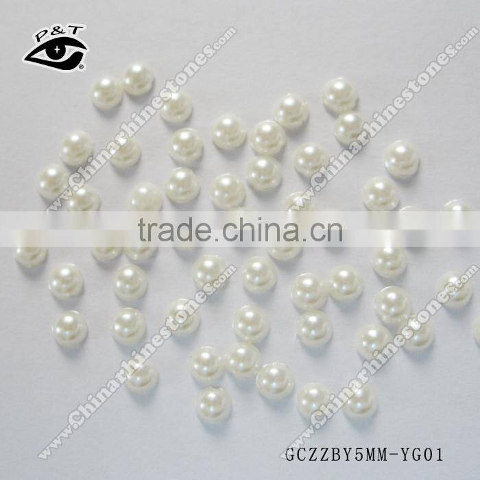 Hot fix 5MM white Glow in dark pearl dome beads for clothing nail art