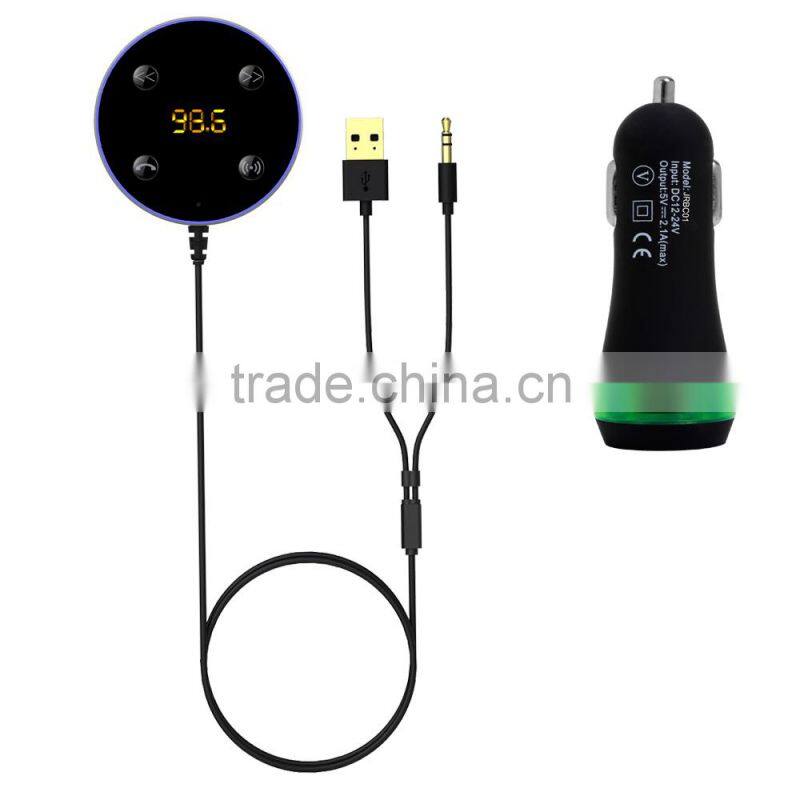 Bluetooth Car Kit FM Transmitter AUX Music Audio Receiver Hands-free 3.5mm with Dual USB Charger Car Accessories