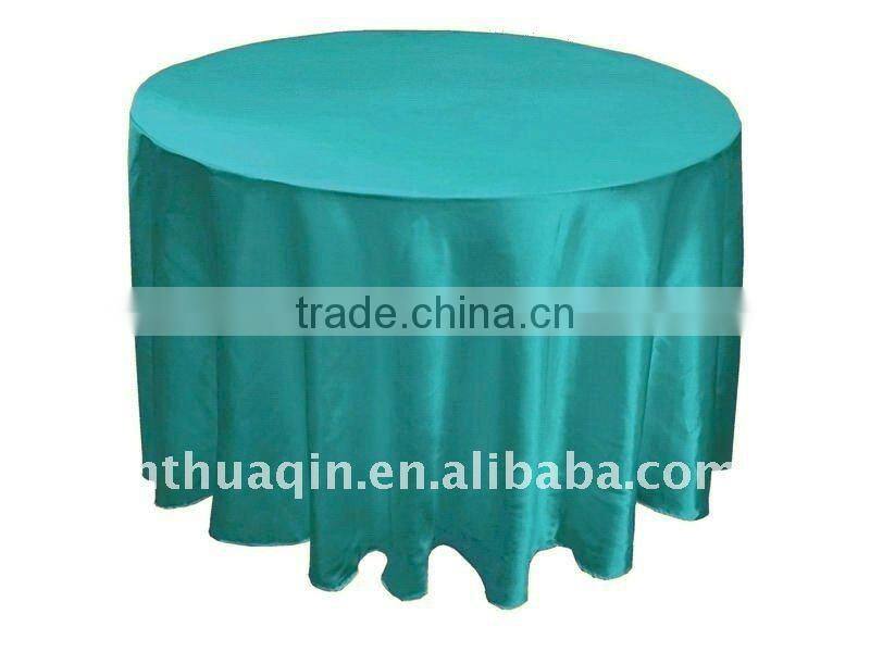 Satin table overlay and round hotel table cover