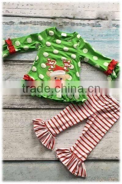 Wholesale girls clothing christmas boutique girl sweet clothing tops and pants set