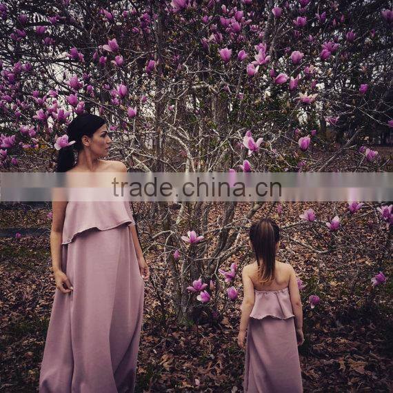 mommy and me maxi dresses family clothing sets light purple Women Wear