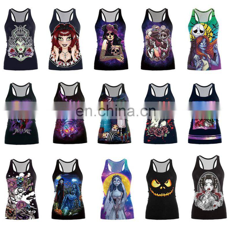 Halloween Costume Jumper Cool Skull Tank Top Bodysuit Gothic Hoody Sweatshirt and Skeleton Leggings Wholesale Adults Clothing