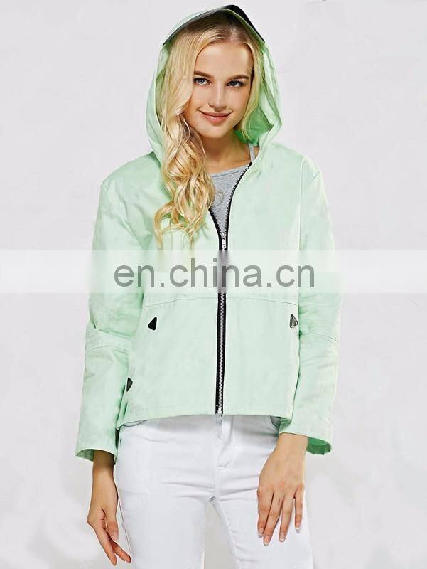 Wholesale spring fashionable women zipper hoodie jacket