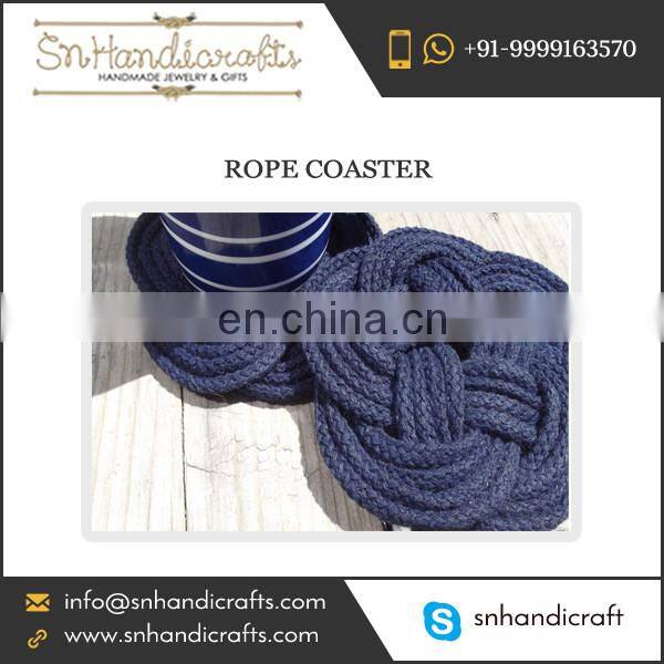 Easy Clean Navy Blue Hand Tied Nautical Cotton Rope Coaster