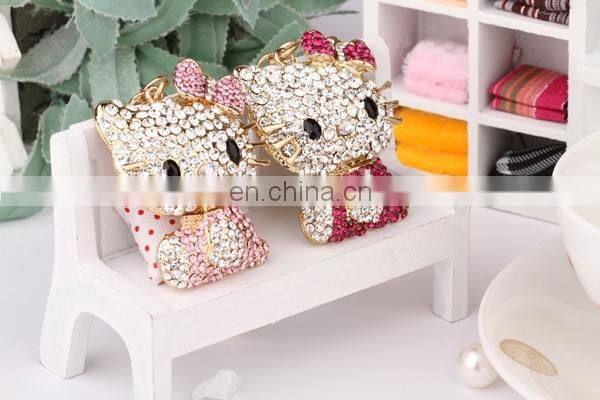 HOT PROMOTIONAL DELICATE GIFT CRYSTAL HELLO CAT MATCHING KEYCHAIN