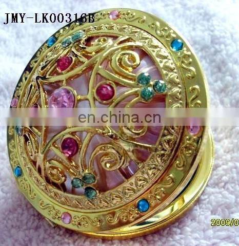 dragonfly decoration gold metal pocket cosmetic mirror