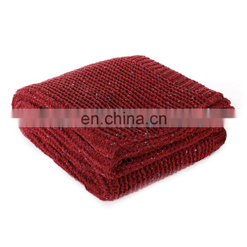 High Quality Decorative Red Chenille Blanket 50 x 60 Inch for Sofa