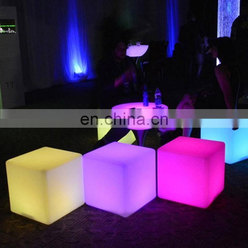 PE plastic led bar cube chairs,illuminated cube stool,plastic led cube seating