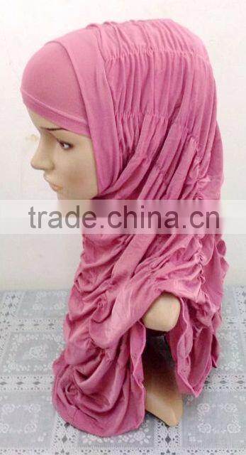 A593 Newest design solid color ruffle TWO Pieces HIJAB