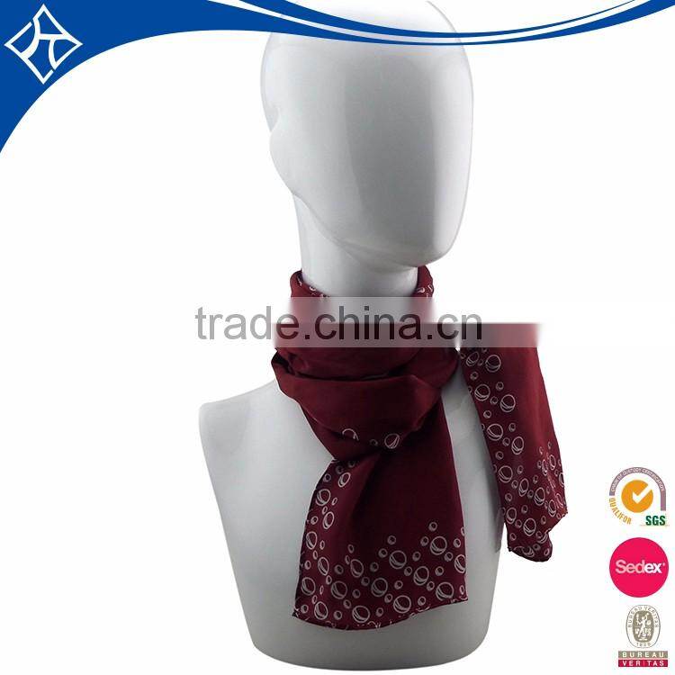 Long red women printed scarf with white bubble