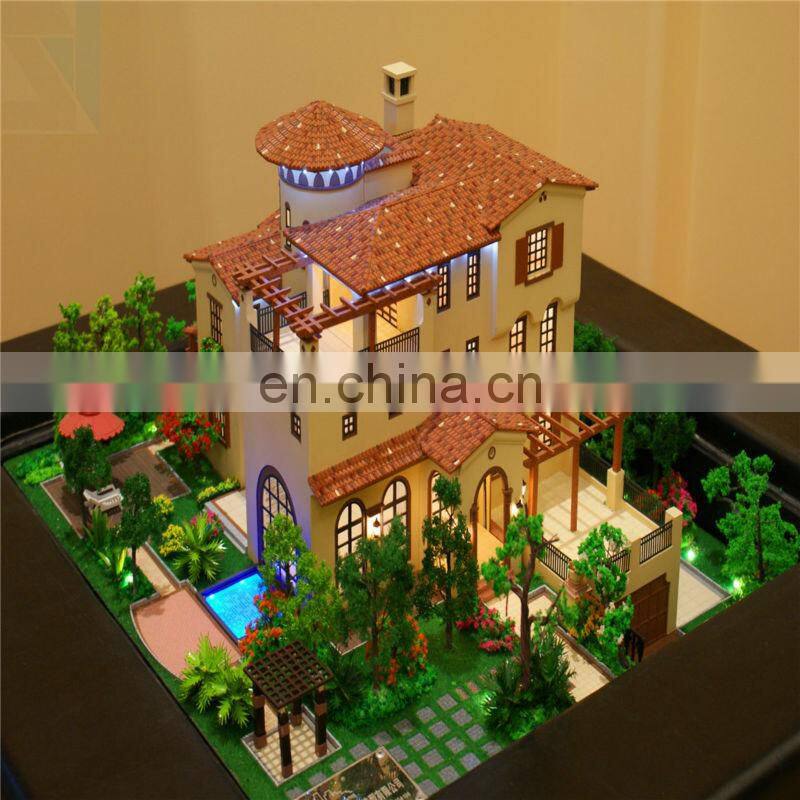 Scale 1:100 good quality villa model with miniature trees, architectural scale models