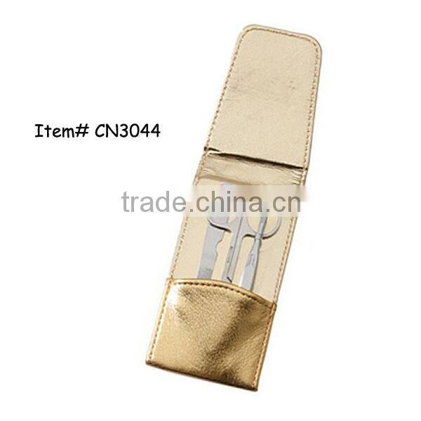 Colorful and shining manicure slip pouch 3pcs stainless steel manicure set fashion promotional gift products