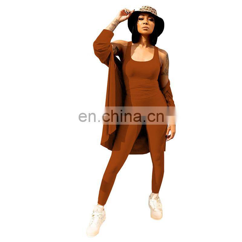Manufacturer wholesale custom logo spring and autumn fashion women's casual sports 3-piece long sleeve sexy suit