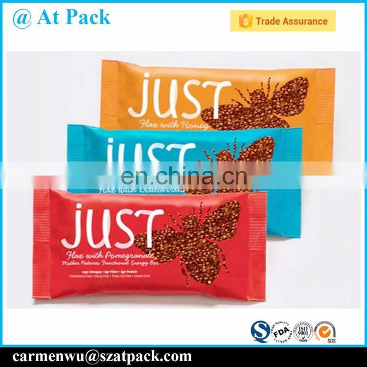 Custom printed back side seal heat sealable candy bar wrapper