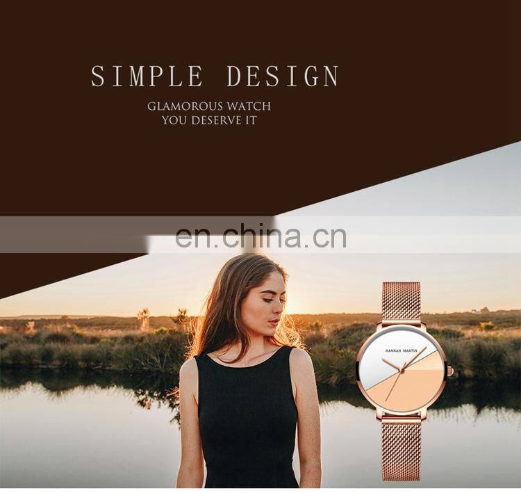 HANNAH MARTIN HM-133 Accept Customise Watch Ladies Rose Gold Stainless Steel Analog Quartz Brand Watches