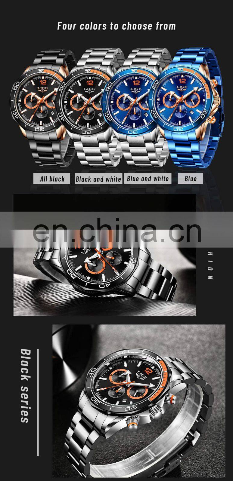 LIGE 8933 Fashion sport for man Waterproof Stainless Steel Quartz Watch luxury mans watch perfect Watch Online