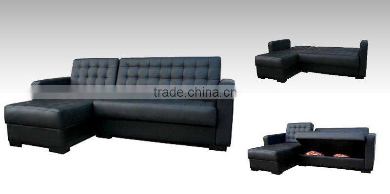 Pu Chesterfield Leather Corner Sofa Bed With Storage