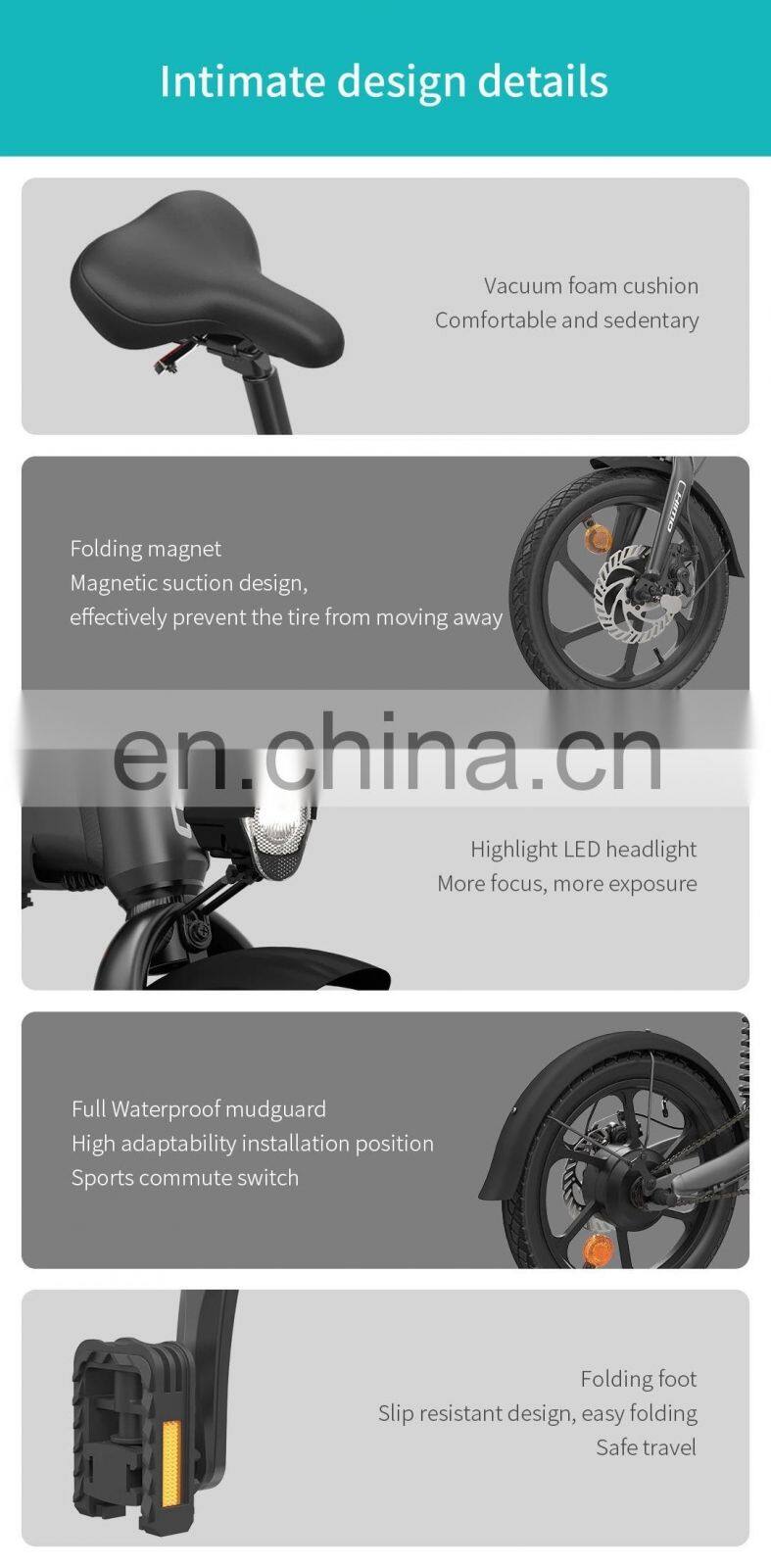 New original HIMO Z16 folding electric bike 16 inch removable lithium battery electric bike 25 km /h top speed 80 km range of 3