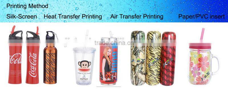 Inner Stainless steel Outer plastic mugs from china with leak proof cover
