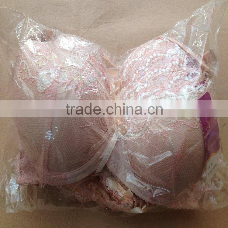 1.05USD High Quality Large Size Transparent Embroidered Sexy Girl Panty Bra,4Colors/ 36-40 B Cup(kctz014)